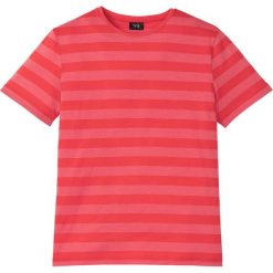 T-shirt w paski bonprix koralowy w paski. Czerwone koszulki męskie bonprix, xl, w paski, z bawełny, bez kołnierzyka, bez rękawów. Za 37,99 zł.