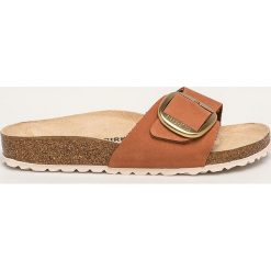 Birkenstock - Klapki Madrid. Pomarańczowe klapki damskie Birkenstock, bez wzorów, ze skóry, bez obcasa, na obcasie. W wyprzedaży za 299,90 zł.