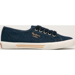 Pepe Jeans - Tenisówki Aberlady. Niebieskie trampki i tenisówki damskie Pepe Jeans, bez wzorów, z jeansu, na sznurówki. W wyprzedaży za 199,90 zł.