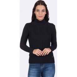 Sweter w kolorze granatowym. Niebieskie swetry damskie Giorgio di Mare, xs, z aplikacjami, ze splotem, bez rękawów, bez kaptura. W wyprzedaży za 155,95 zł.