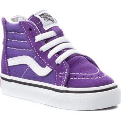 Sneakersy VANS - Sk8-Hi Zip VN0A32R34ME Heliotrope/True White. Fioletowe trampki chłopięce Vans, bez wzorów, ze skóry ekologicznej, bez zapięcia. W wyprzedaży za 159,00 zł.