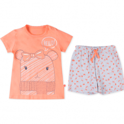 Piżama. Różowe piżamy dziewczęce marki PAJAMAS, z krótkim rękawem. Za 29,90 zł.