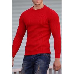 Sweter męski GERARD RED. Czerwone swetry męskie Sweter męski GERARD RED, s, bez wzorów, bez kołnierzyka, bez kaptura. W wyprzedaży za 69,00 zł.