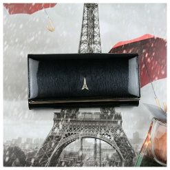 Lakierowany skÓrzany portfel damski paris design. Szare portfele damskie PARIS DESIGN, bez wzorów, ze skóry. Za 89,90 zł.