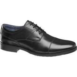 Półbuty męskie AM SHOE czarne. Czarne półbuty męskie AM SHOE, ze skóry, na sznurówki. Za 125,00 zł.