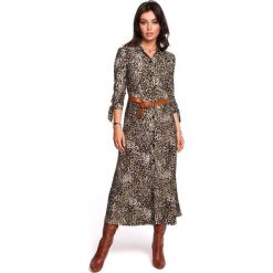 Sukienka midi z kołnierzykiem i paskiem - model 2. Sukienki damskie BE, s, w paski, z poliesteru, bez kołnierzyka, bez rękawów, midi, rozkloszowane. Za 219,00 zł.