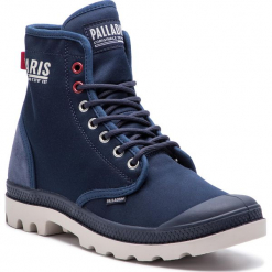Trapery PALLADIUM - Pampa Solid Ranger Par 76014-408-M Navy Blazer/Moonbeam/Chil. Niebieskie trapery damskie marki Palladium, ze skóry, bez obcasa, bez zapięcia. W wyprzedaży za 309,00 zł.