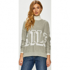Tommy Hilfiger - Sweter. Szare swetry damskie TOMMY HILFIGER, s, bez wzorów, z bawełny, z krótkim rękawem, krótkie, bez kaptura. W wyprzedaży za 399,90 zł.
