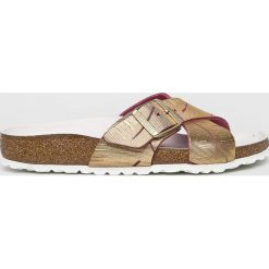Birkenstock - Klapki Siena. Żółte klapki damskie Birkenstock, bez wzorów, ze skóry, bez obcasa, na obcasie. W wyprzedaży za 319,90 zł.
