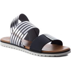 Sandały KAZAR - Azalea 38454-07-53 Black/Silver. Szare klapki damskie Kazar, bez wzorów, ze skóry, na wysokim obcasie. W wyprzedaży za 219,00 zł.