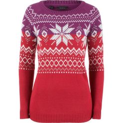 Sweter żakardowy bonprix czerwony chili wzorzysty. Czerwone swetry damskie bonprix, bez wzorów, z żakardem, bez rękawów, bez kaptura. Za 74,99 zł.