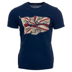Pepe Jeans t-shirt męski Flag Logo M ciemnoniebieski. Niebieskie koszulki męskie Pepe Jeans, m, z nadrukiem, z jeansu, eleganckie, bez kołnierzyka, bez rękawów. Za 169,00 zł.