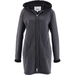 Bluza rozpinana z podszewką barankiem bonprix antracytowy melanż. Szare bluzy damskie bonprix, bez wzorów, bez rękawów, bez kaptura. Za 149,99 zł.