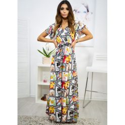 Sukienka Constance Maxi Kolor Biel2 OneSize. Czarne sukienki damskie Ligari Dresses, uniwersalny, w paski, z bawełny, bez kołnierzyka, bez rękawów, maxi. Za 139,99 zł.