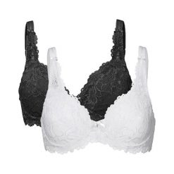 Cellbes Biustonosz z fiszbinami Maria 2 Pack czarny biały female czarny/biały 75B. Czarne biustonosze Cellbes, w koronkowe wzory, z koronki. Za 159,00 zł.