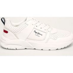 Pepe Jeans - Buty dziecięce David Action. Białe trampki chłopięce Pepe Jeans, bez wzorów, z jeansu, sportowe, na sznurówki. W wyprzedaży za 199,90 zł.