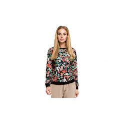 Bluzy damskie: Bluzy Moe M264 Bluza ze ściągaczem - kwiatowy