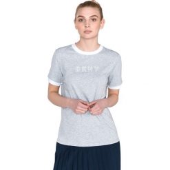 DKNY Koszulka Szary. Szare topy damskie DKNY, s, z haftami, z elastanu, z krótkim rękawem. Za 223,95 zł.
