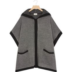 Ponczo w kolorze czarno-białym. Czarne poncza damskie Rodier, xl, z wełny. W wyprzedaży za 265,95 zł.