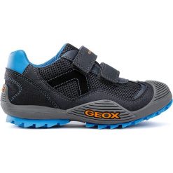 Sneakersy "Atreus" w kolorze granatowo-antracytowym. Szare trampki chłopięce geox kids, bez wzorów, bez zapięcia. W wyprzedaży za 159,95 zł.