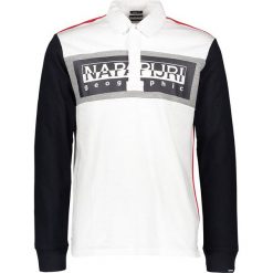 Koszulka polo "Emei" w kolorze czerwono-czarno-białym. Czerwone koszulki polo męskie Napapijri, xs, z nadrukiem, z bawełny, bez rękawów. W wyprzedaży za 209,95 zł.