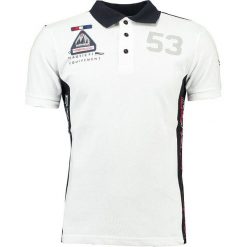Koszulka polo w kolorze białym. Białe koszulki polo męskie Geographical Norway Men, m, z haftami, z bawełny, polo, bez rękawów. W wyprzedaży za 90,95 zł.