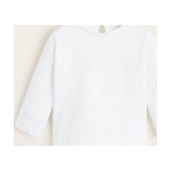 Mango Kids - Top dziecięcy Andrea 80-104 cm. Białe bluzki dziewczęce marki Mango Kids, bez wzorów, z bawełny, z okrągłym kołnierzem, z krótkim rękawem, krótkie, bez kaptura. Za 49,90 zł.
