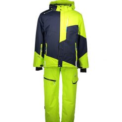 2-częściowy zestaw narciarski w kolorze zielono-czarnym. Czarne kurtki męskie Peak Mountain, s, bez wzorów, bez kaptura, narciarskie. W wyprzedaży za 589,95 zł.