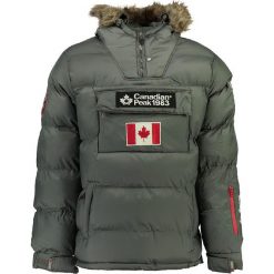 Kurtka zimowa "Borneak" w kolorze szarym. Szare kurtki chłopięce Canadian Peak, na zimę, bez wzorów, bez kaptura. W wyprzedaży za 249,95 zł.