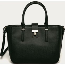 Tommy Hilfiger - Torebka. Czarne torby damskie na zakupy TOMMY HILFIGER, w paski, ze skóry ekologicznej, na ramię, duże, bez dodatków. Za 699,90 zł.