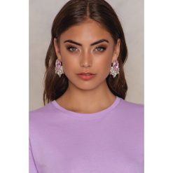 Kolczyki damskie: NA-KD Accessories Duże diamentowe kolczyki – Pink,Multicolor,Silver