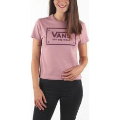 Vans Koszulka Różowy. Różowe koszulki damskie Vans, s, z nadrukiem, z bawełny, bez kołnierzyka. Za 128,95 zł.
