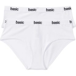 Figi "panty" (2 pary), bawełna organiczna bonprix 2x biały. Białe majtki damskie bonprix, bez wzorów. Za 35,98 zł.