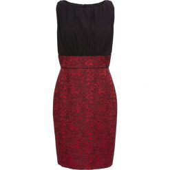 Sukienka bonprix czarno-czerwony. Czerwone sukienki damskie bonprix, bez wzorów, z tkaniny, eleganckie, bez kołnierzyka, bez rękawów. Za 69,99 zł.
