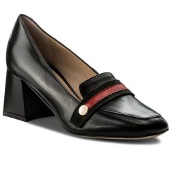 Półbuty EVA MINGE - Manises 3B 18SF1372461ES 101. Czarne półbuty damskie skórzane Eva Minge, eleganckie, na obcasie. W wyprzedaży za 269,00 zł.