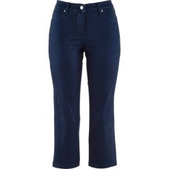 Spodnie 3/4 z twillu ze stretchem w strukturalny wzór bonprix ciemnoniebieski. Niebieskie spodnie damskie marki bonprix. Za 74,99 zł.