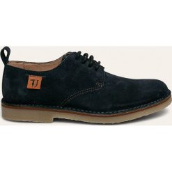 Trussardi Jeans - Półbuty skórzane. Niebieskie mokasyny męskie z jeansu, casualowe, z okrągłym noskiem, na sznurówki. Za 519,90 zł.
