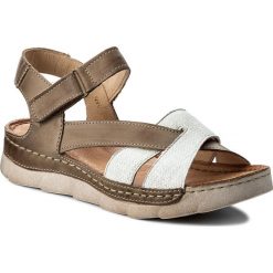 Sandały WASAK - 0494 Cappuccino/Len. Pomarańczowe klapki damskie Wasak, bez wzorów, ze lnu, bez obcasa. W wyprzedaży za 149,00 zł.