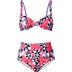 Bikini na fiszbinach (2 części) bonprix biały z nadrukiem. Białe stroje kąpielowe damskie bonprix, w paski. Za 79,99 zł.