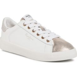 Sneakersy PEPE JEANS - Kioto Top PLS31048 Gold 099. Białe półbuty damskie Pepe Jeans, bez wzorów, z jeansu, bez kołnierzyka. Za 329,00 zł.