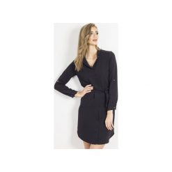 Sukienka Amara Czarna. Czarne sukienki damskie asymetryczne marki Wow fashion, w paski, z tkaniny, ze stójką, z długim rękawem, długie, maxi. Za 239,00 zł.
