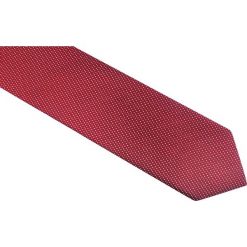 Czerwony krawat męski z drobnym białym wzorem D134. Czerwone krawaty męskie Modini Moda Męska, na co dzień, bez wzorów, z tkaniny, casualowe. Za 49,50 zł.