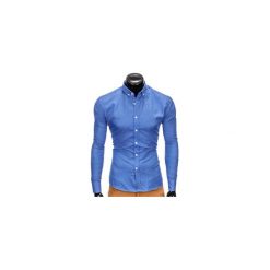 KOSZULA MĘSKA W KRATĘ Z DŁUGIM RĘKAWEM K400 - CIEMNONIEBIESKA. Niebieskie koszule męskie na spinki marki Ombre Clothing, m, z długim rękawem. Za 49,00 zł.