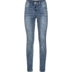 Dżinsy SKINNY w cętki leoparda bonprix niebieski "stone" - leo. Niebieskie jeansy damskie bonprix. Za 139,99 zł.