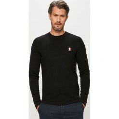 Tommy Hilfiger - Sweter. Czarne swetry męskie TOMMY HILFIGER, s, z aplikacjami, z bawełny, z okrągłym kołnierzem, bez kaptura. Za 579,90 zł.