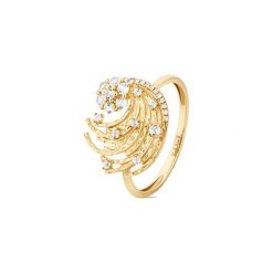 Złoty Pierścionek - złoto 375, Diament 0,02ct,biały topaz. Żółte pierścionki damskie W.KRUK, z topazem, złote. Za 1090,00 zł.