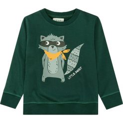 Bluza w kolorze ciemnozielonym. Zielone bluzy niemowlęce Attention, z nadrukiem, z bawełny, bez rękawów, bez kaptura. W wyprzedaży za 35,95 zł.