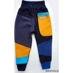 Spodnie chłopięce: PATCH PANTS spodnie 74 – 98 cm granat & żółty