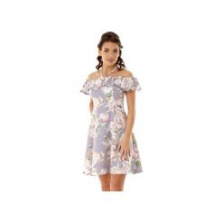 Rozkloszowana sukienka w stylu hiszpanki szara ED018-3. Szare sukienki hiszpanki marki Ella dora, xl, z falbankami, rozkloszowane. Za 289,00 zł.