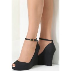 Buty ślubne damskie: Czarne Koturny Nina